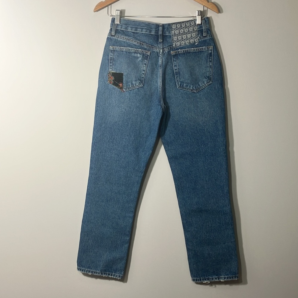 Free People We The Free Poppy patch straight leg jeans size 27 New - Picture 7 of 10